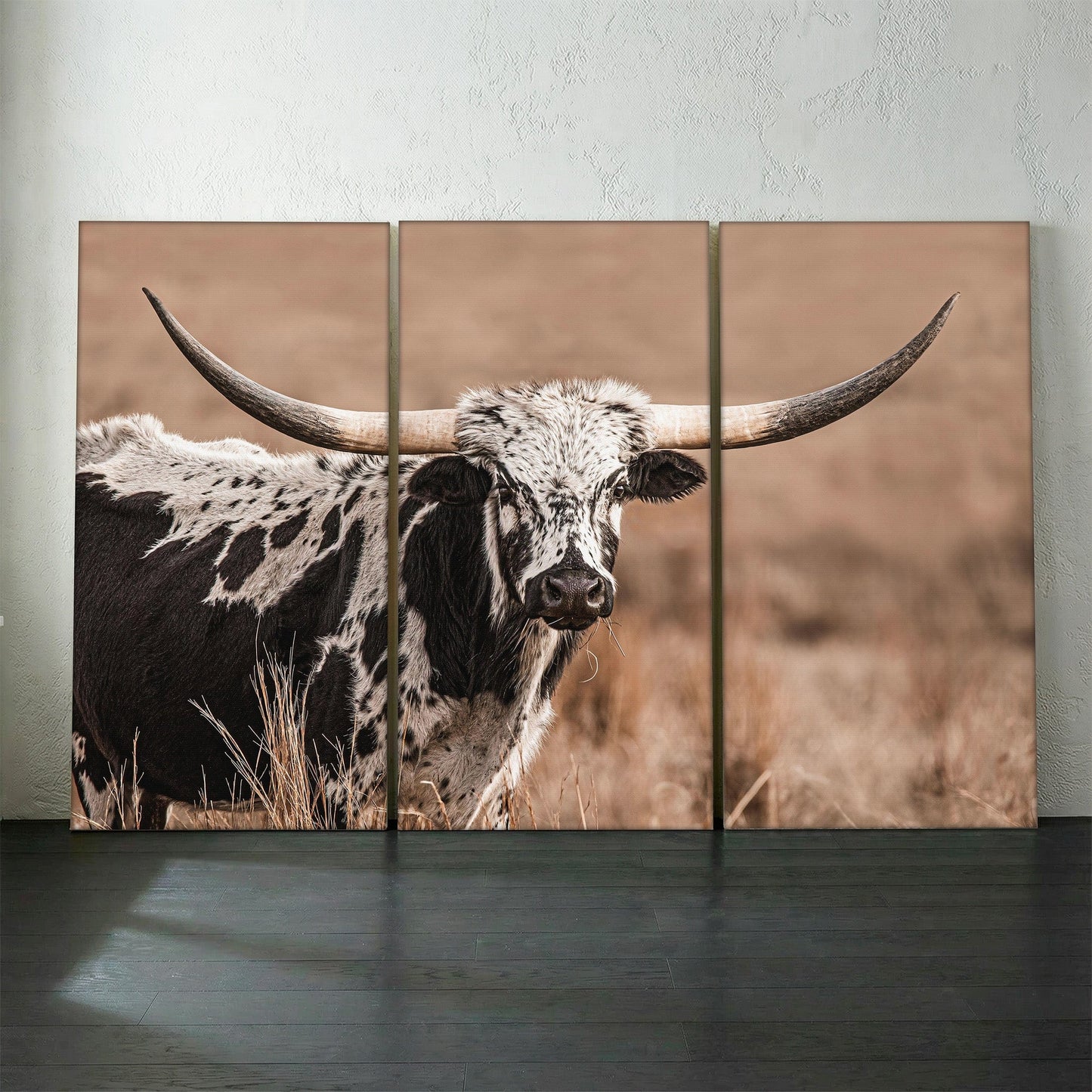 Oversized Longhorn Wall Art Triptych 48" x 72" (3 @ 24" x 48") Wall Art Teri James Photography