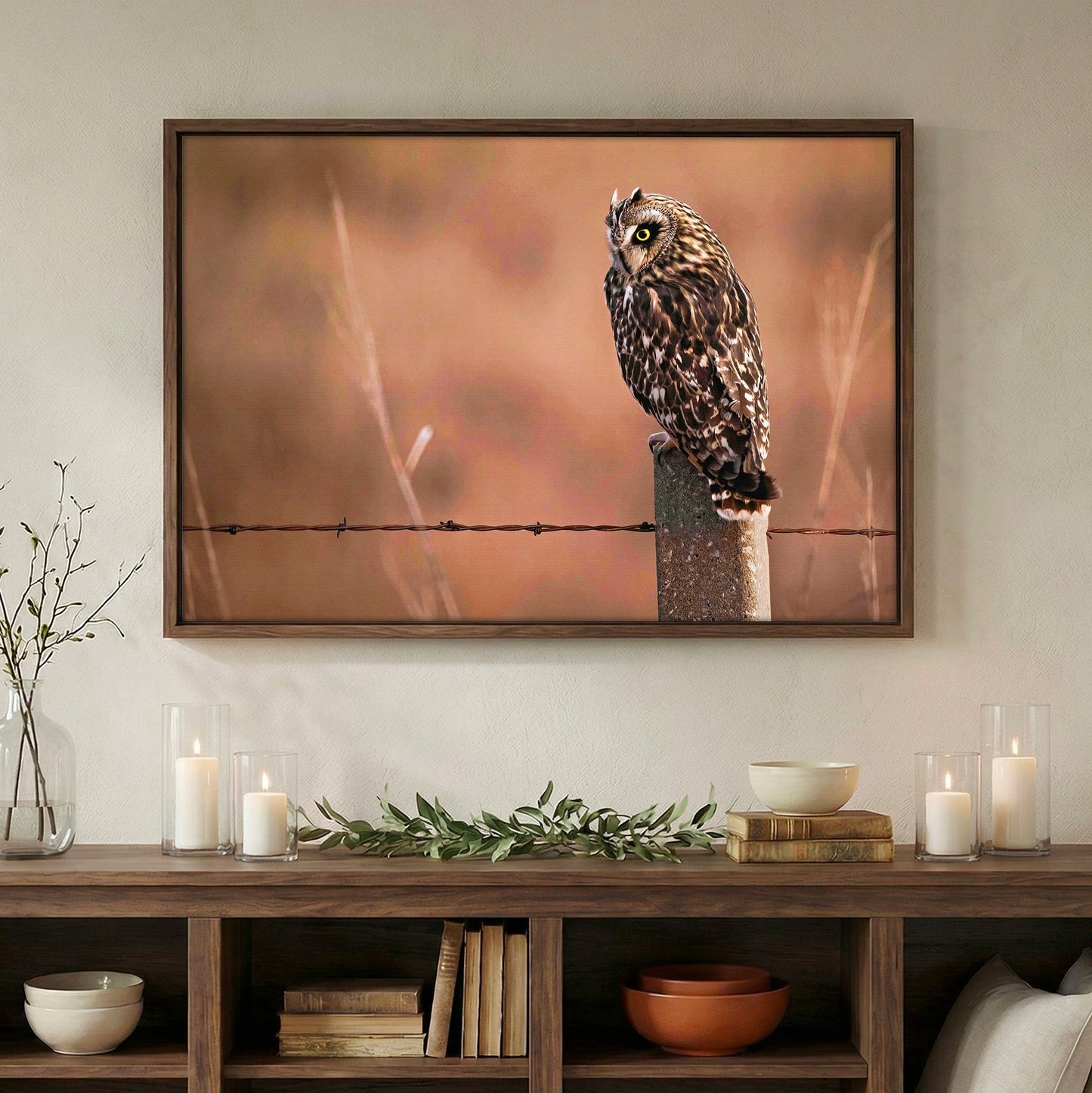 Owl Artwork Canvas, Short Eared Owl Wall Art Teri James Photography