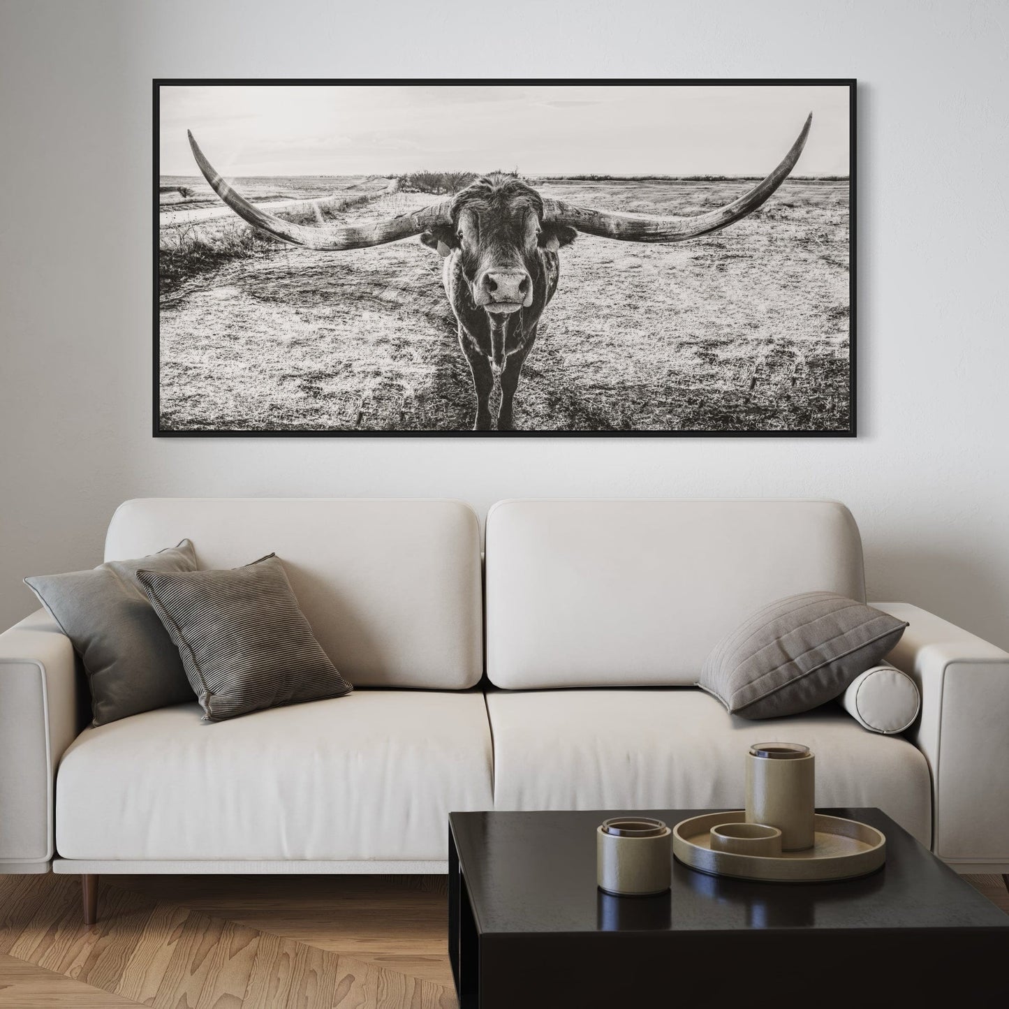 Panoramic Longhorn Canvas Print Wall Art Teri James Photography