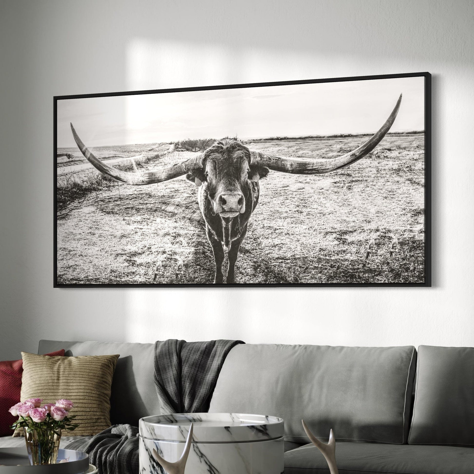 Panoramic Longhorn Canvas Print Wall Art Teri James Photography