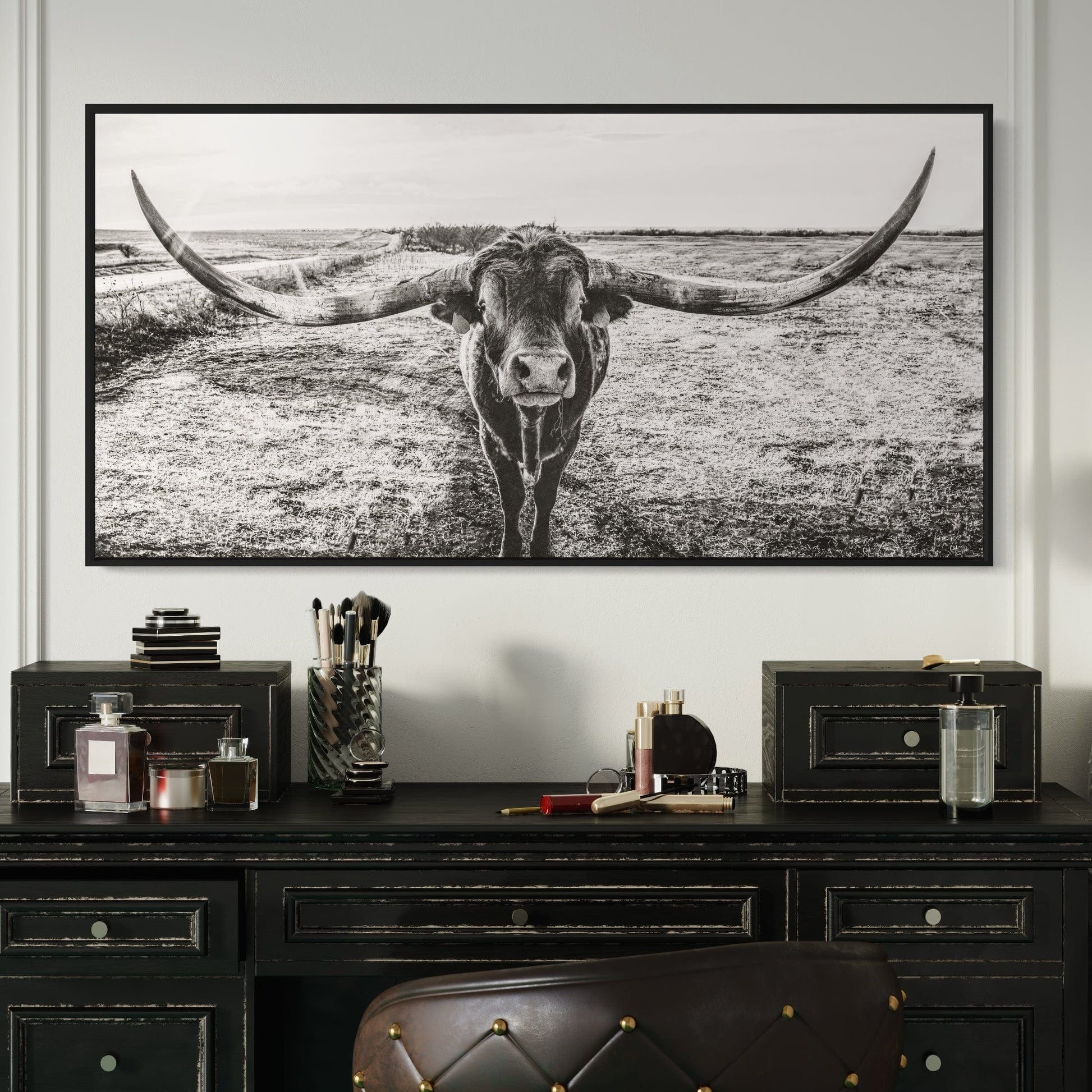 Panoramic Longhorn Canvas Print Wall Art Teri James Photography