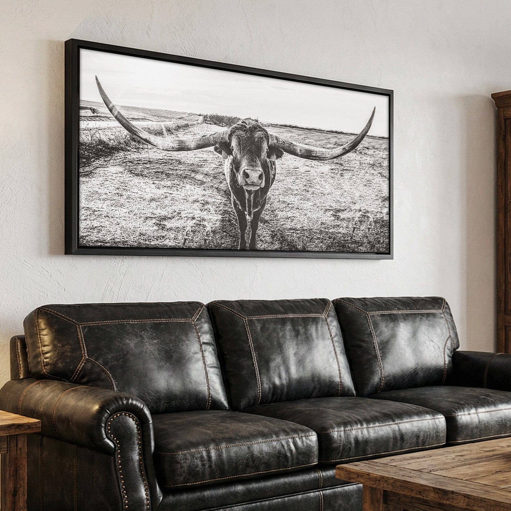 Panoramic Longhorn Canvas Print Wall Art Teri James Photography