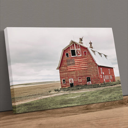 Patriotic Barn Prints - Set of 3 Old Barn Wall Decor with Stars and Stripes Art Canvas-Unframed (Set of 3) / 12 x 18 Inches Wall Art Teri James Photography