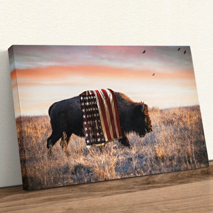 Patriotic Canvas Wall Decor - American Bison Canvas-Unframed / 12 x 18 Inches Wall Art Teri James Photography