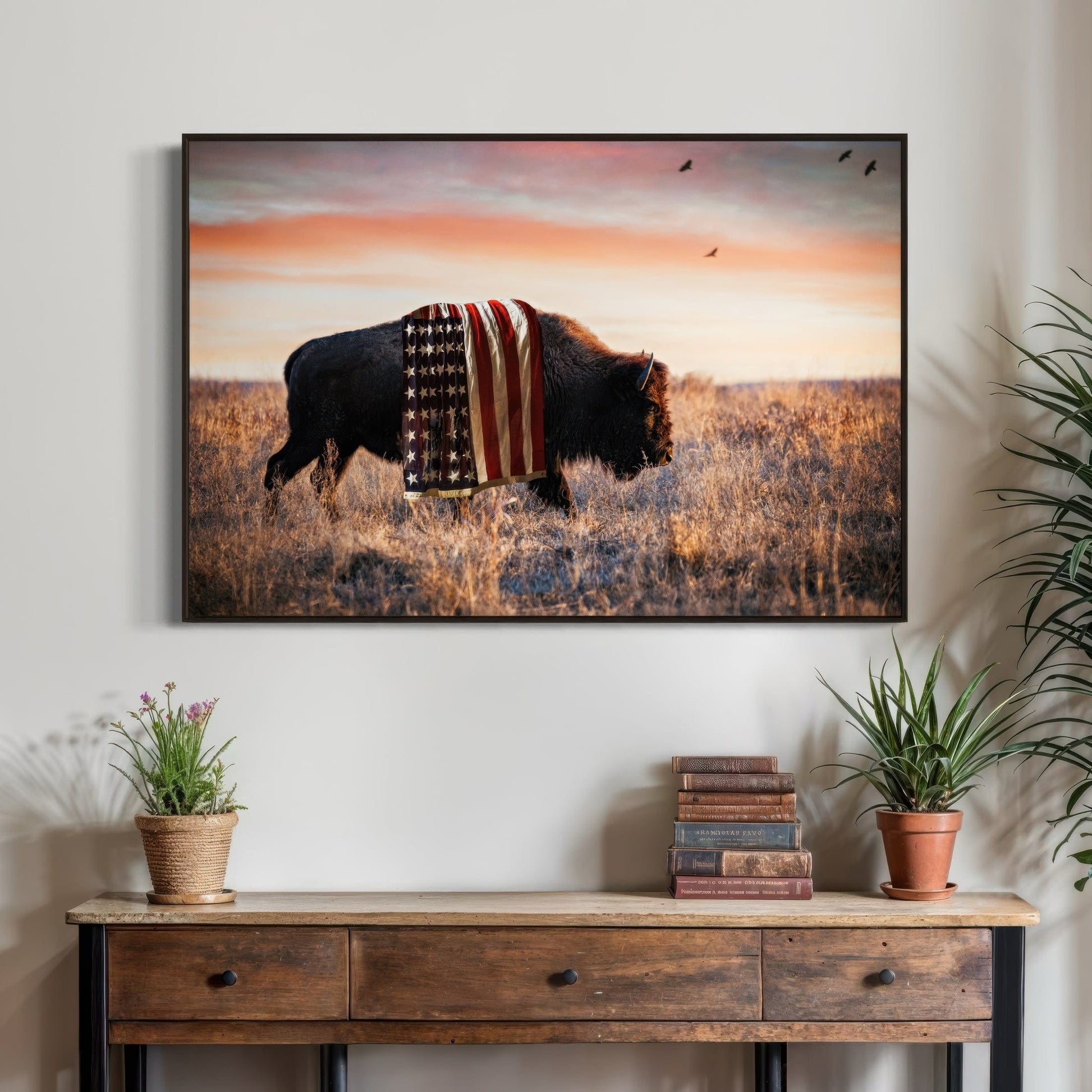 Patriotic Canvas Wall Decor - American Bison Wall Art Teri James Photography