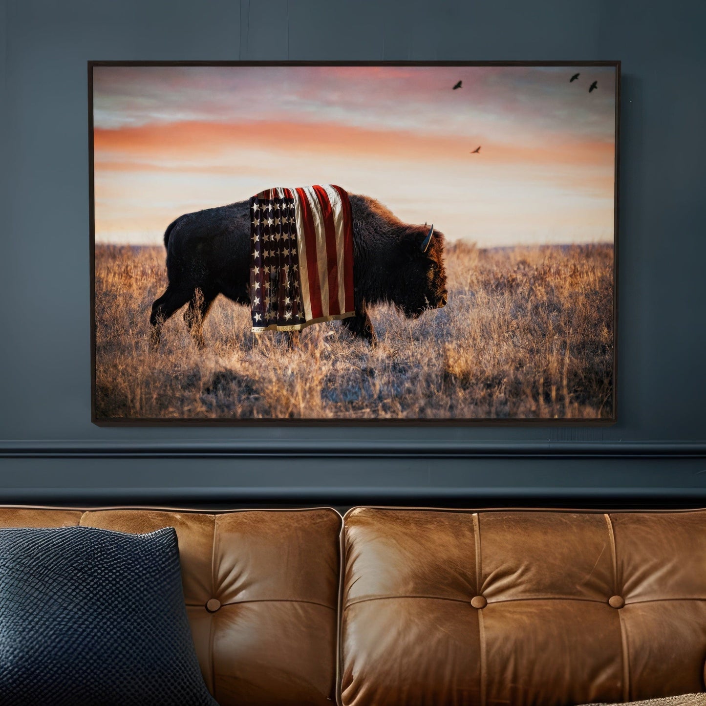 Patriotic Canvas Wall Decor - American Bison Wall Art Teri James Photography