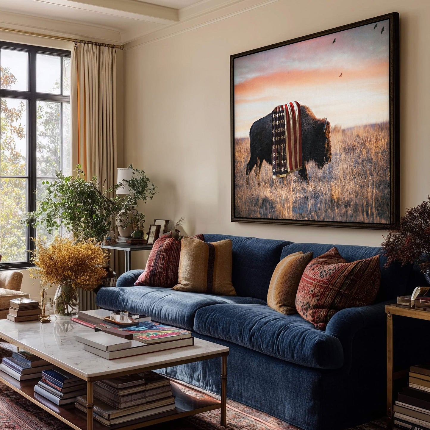 Patriotic Canvas Wall Decor - American Bison Wall Art Teri James Photography