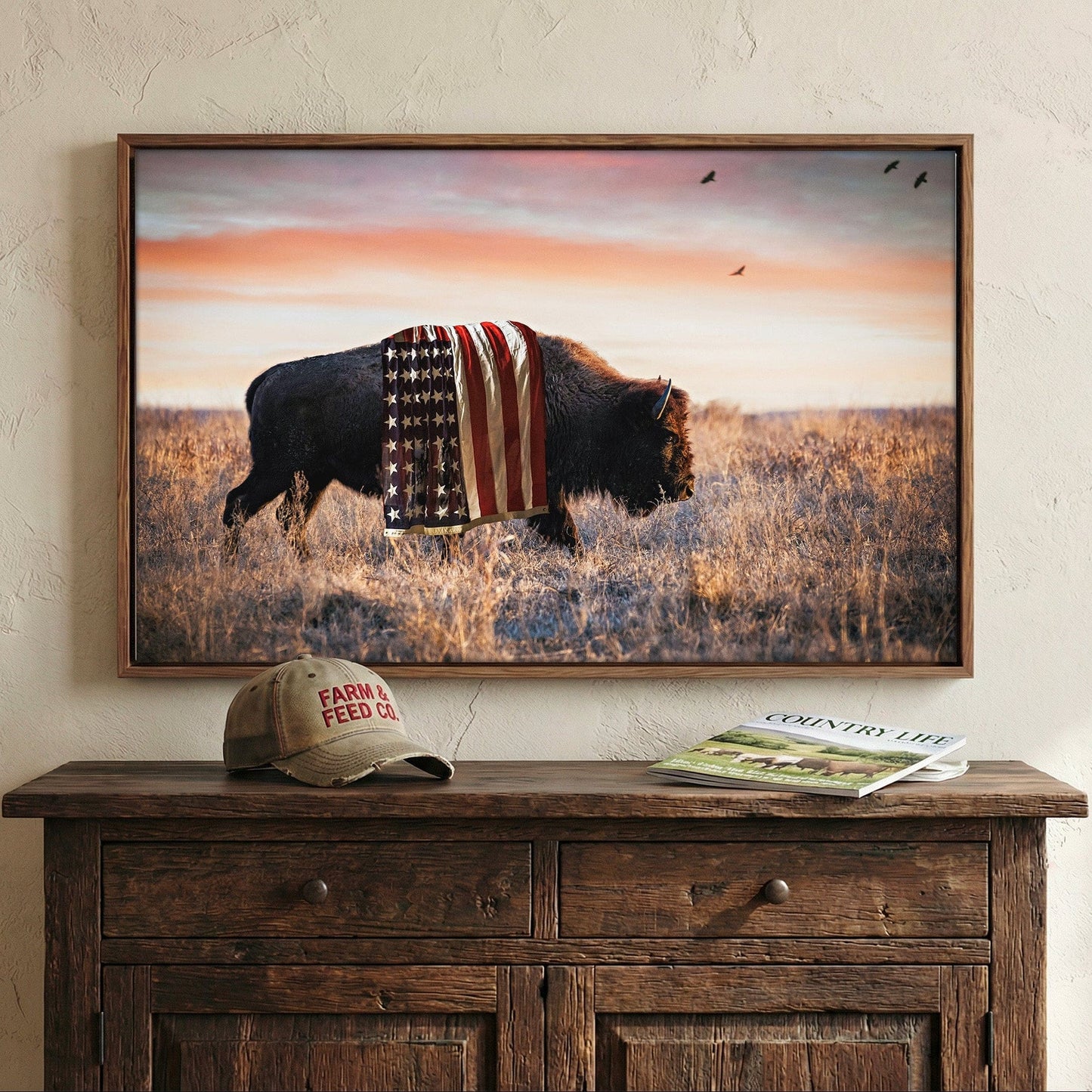 Patriotic Canvas Wall Decor - American Bison Wall Art Teri James Photography