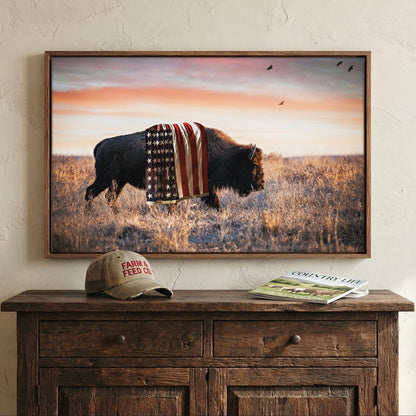 Patriotic Canvas Wall Decor - American Bison Wall Art Teri James Photography