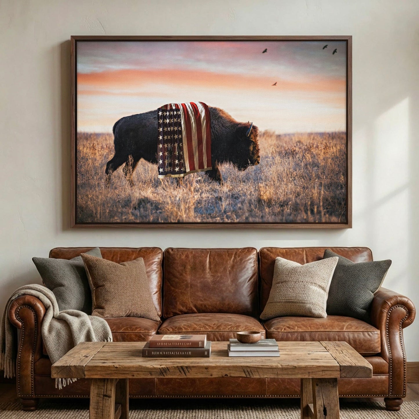 Patriotic Canvas Wall Decor - American Bison Wall Art Teri James Photography