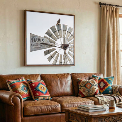 Personalized Cattle Brand Art - Windmill With Your Livestock Brand Wall Art Teri James Photography