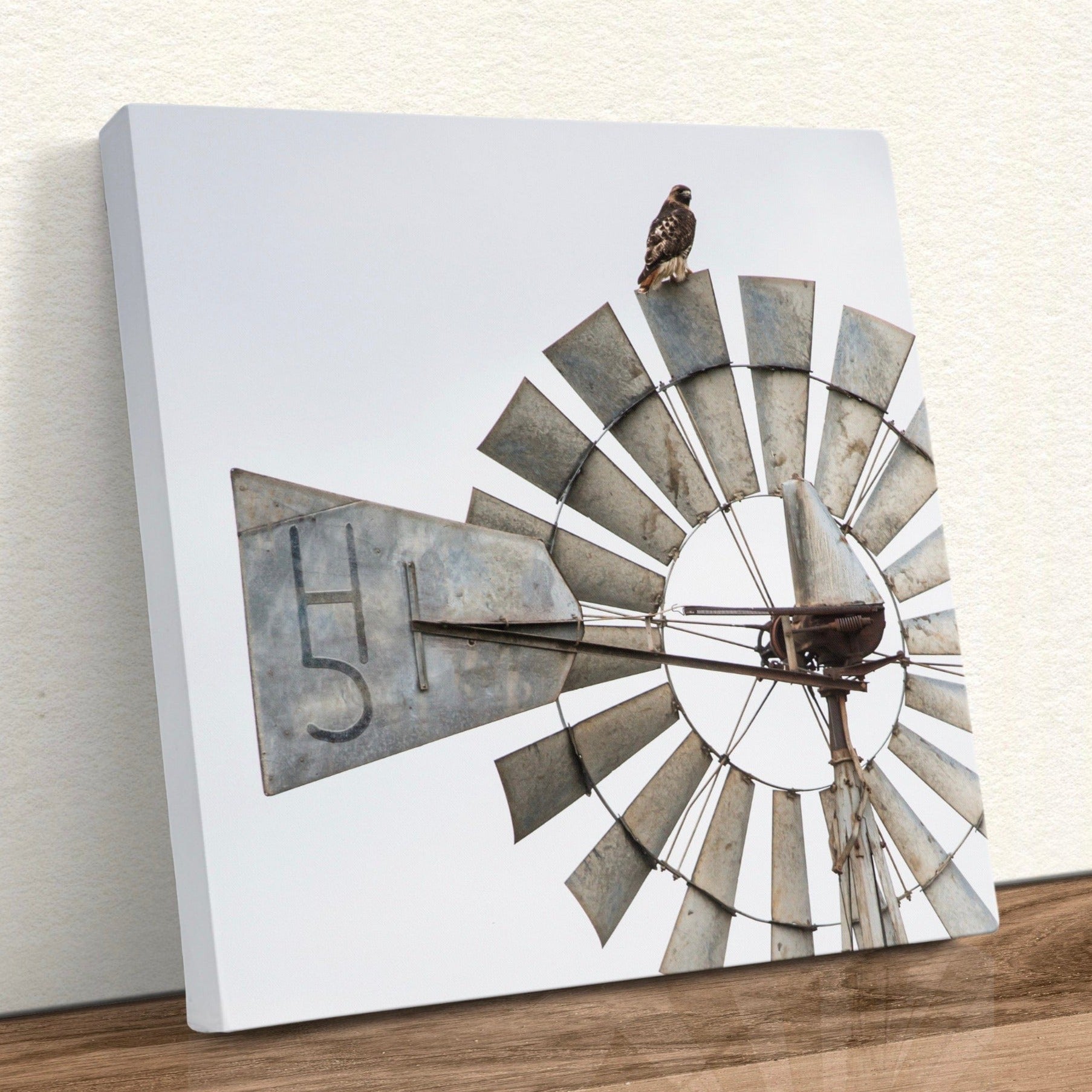 Personalized Cattle Brand Art - Windmill With Your Livestock Brand Canvas-Unframed / 16 x 16 Inches Wall Art Teri James Photography