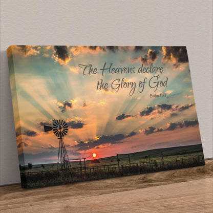 Psalm 19:1 | The Heavens Declare | Christian Scripture Canvas Print Canvas-Unframed / 12 x 18 Inches