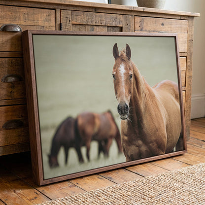 Ranch Horse Canvas Print- Western Wall Art Canvas-Walnut Frame / 12 x 18 Inches