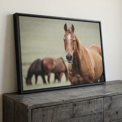Ranch Horse Canvas Print- Western Wall Art Canvas-Black Frame / 12 x 18 Inches