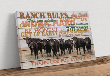 Ranch Rules Inspirational Quote about Farming and Ranching Canvas-Unframed / 12 x 18 Inches Wall Art Teri James Photography