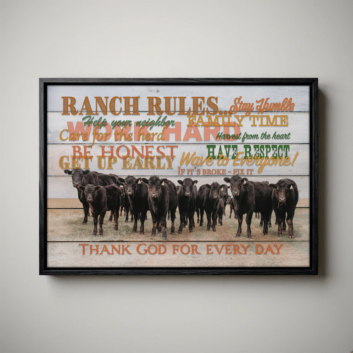 Ranch Rules Wall Art – Rustic Canvas Print