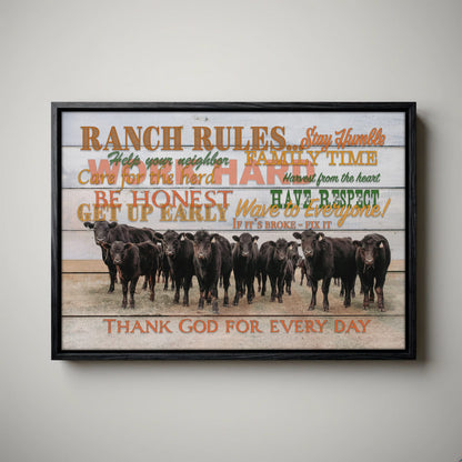 Ranch Rules Wall Art – Rustic Canvas Print