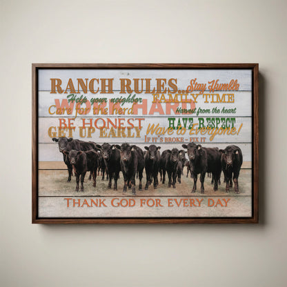 Ranch Rules Wall Art – Rustic Canvas Print