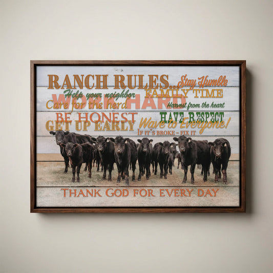 Ranch Rules Wall Art – Rustic Canvas Print