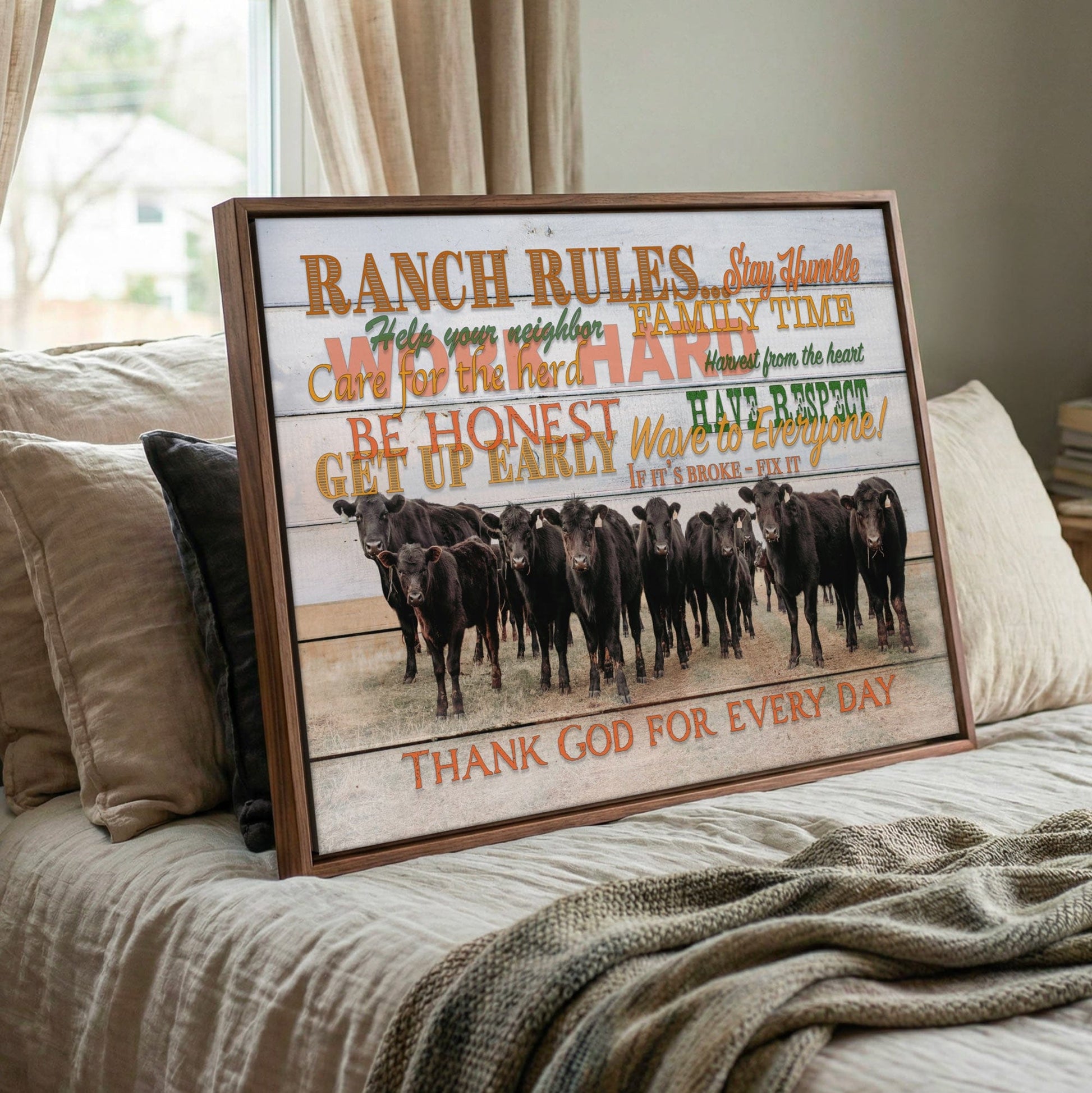 Ranch Rules Wall Art – Rustic Canvas Print with Inspirational Ranch Quote Wall Art Teri James Photography