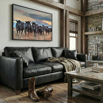 Ranch Style Wall Art - Black Angus Cattle Canvas for Rustic Home Decor Canvas-Black Frame / 12 x 18 Inches Wall Art Teri James Photography