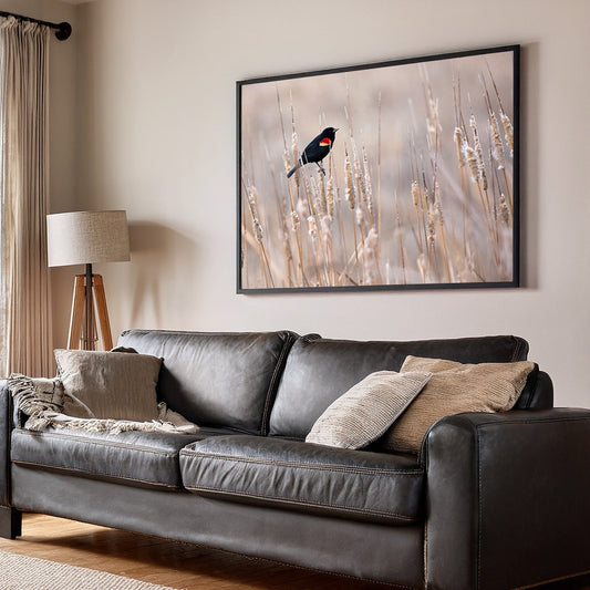 Red-Winged Blackbird on Cattails Wall Art Teri James Photography
