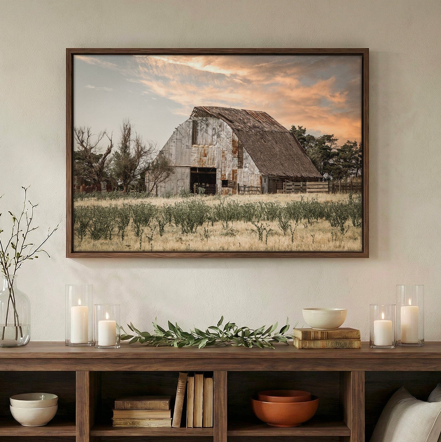 Rustic Barn Wall Art - Large Farm Landscape Canvas - Country Home Decor Wall Art Teri James Photography