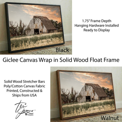 Rustic Barn Wall Art - Large Farm Landscape Canvas - Country Home Decor Canvas-Black Frame / 12 x 18 Inches Wall Art Teri James Photography