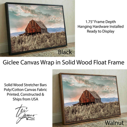 Rustic Barn Wall Art - Western Wall Decor With Colorado Landscape Print & Sunset Mountain Artwork Canvas-Black Frame / 12 x 18 Inches Wall Art Teri James Photography