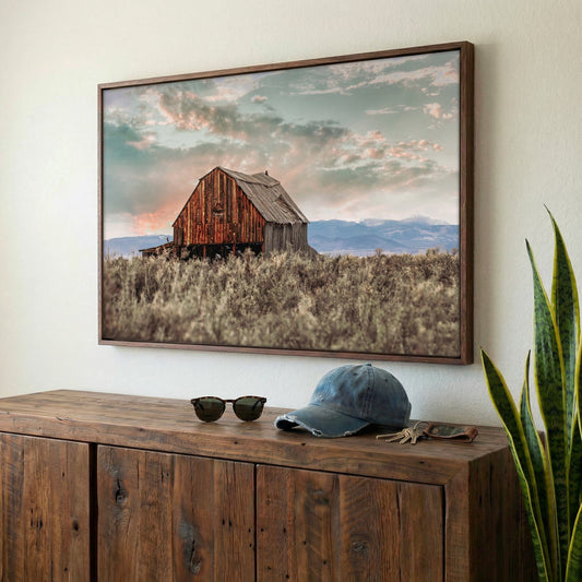 Rustic Barn Wall Art - Western Wall Decor With Colorado Landscape Print & Sunset Mountain Artwork Wall Art Teri James Photography