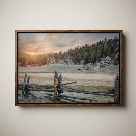 Rustic Bedroom Wall Art - Colorado Split Rail Fence Art