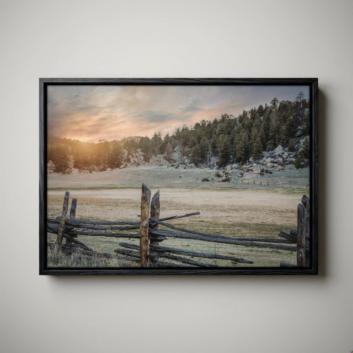 Rustic Bedroom Wall Art - Colorado Split Rail Fence Art