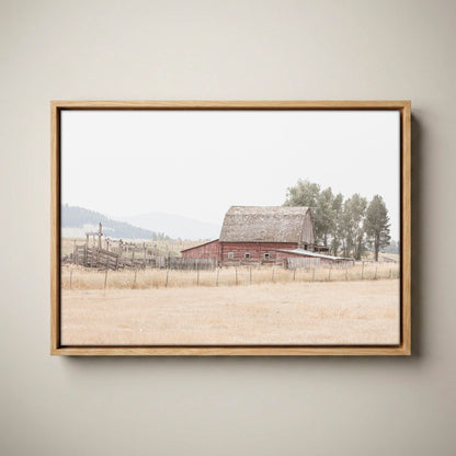 Rustic Dining Room Decor - Farmhouse Old Barn Canvas Canvas-Natural Oak Float Frame / 12 x 18 Inches