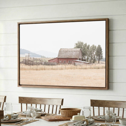 Rustic Dining Room Decor - Old Barn Canvas Farmhouse Wall Art Cozy Prints Wall Art Teri James Photography