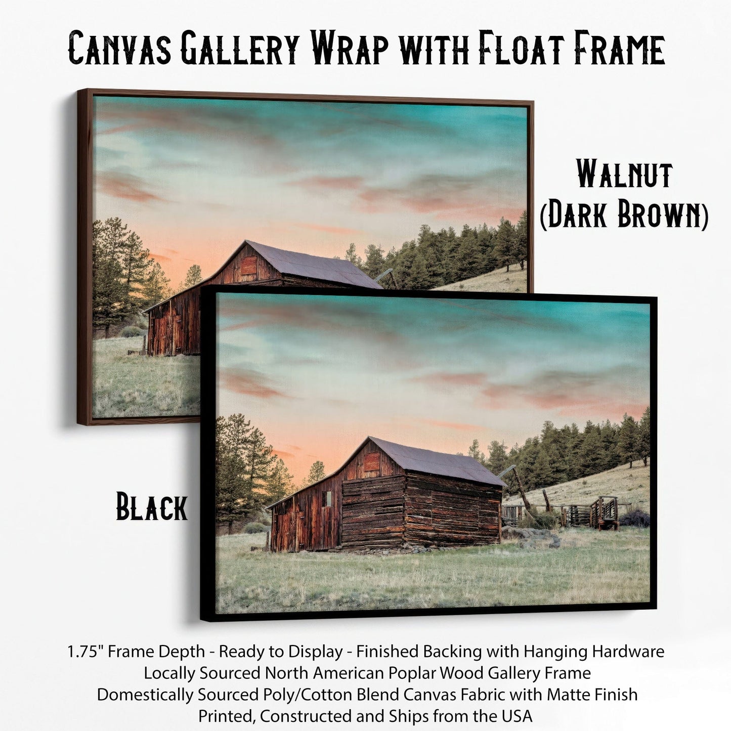 Rustic Dining Room Wall Decor - Old Colorado Barn Canvas-Black Frame / 12 x 18 Inches Wall Art Teri James Photography