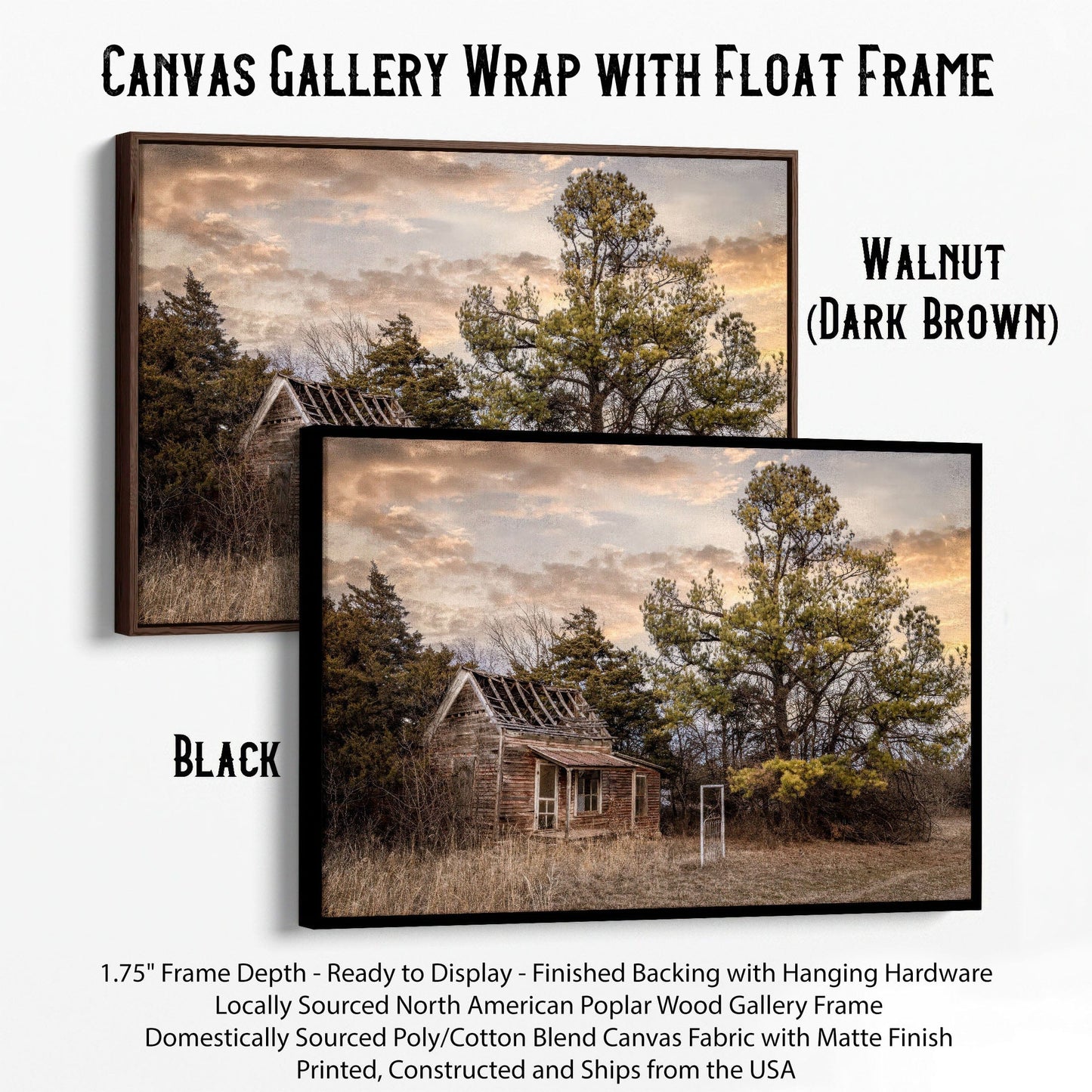 Rustic Farm Home Decor - Country Farmhouse Canvas-Black Frame / 12 x 18 Inches Wall Art Teri James Photography