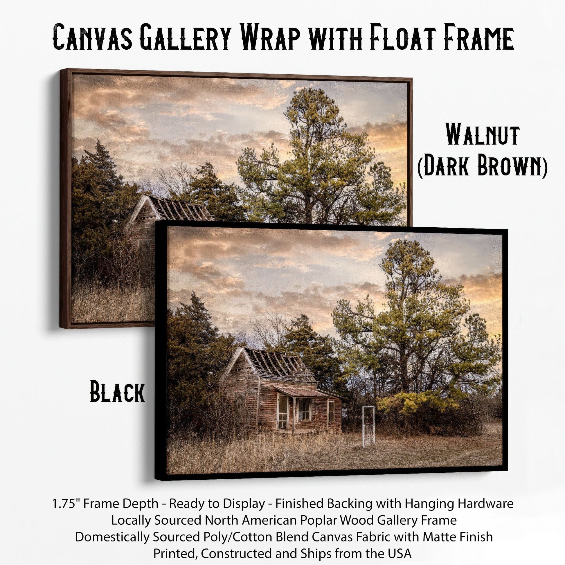 Rustic Farm Home Decor - Country Farmhouse Canvas-Black Frame / 12 x 18 Inches Wall Art Teri James Photography