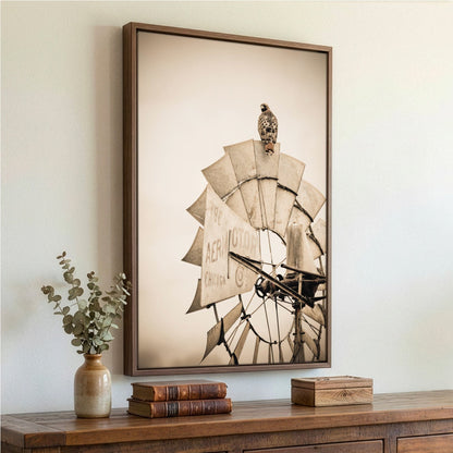 Rustic Farmhouse Wall Decor - Old Windmill and Hawk Wall Art Teri James Photography