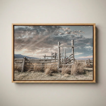 Rustic Montana Print - Scenic Canvas Wall Art Canvas-Natural Oak Float Frame / 12 x 18 Inches
