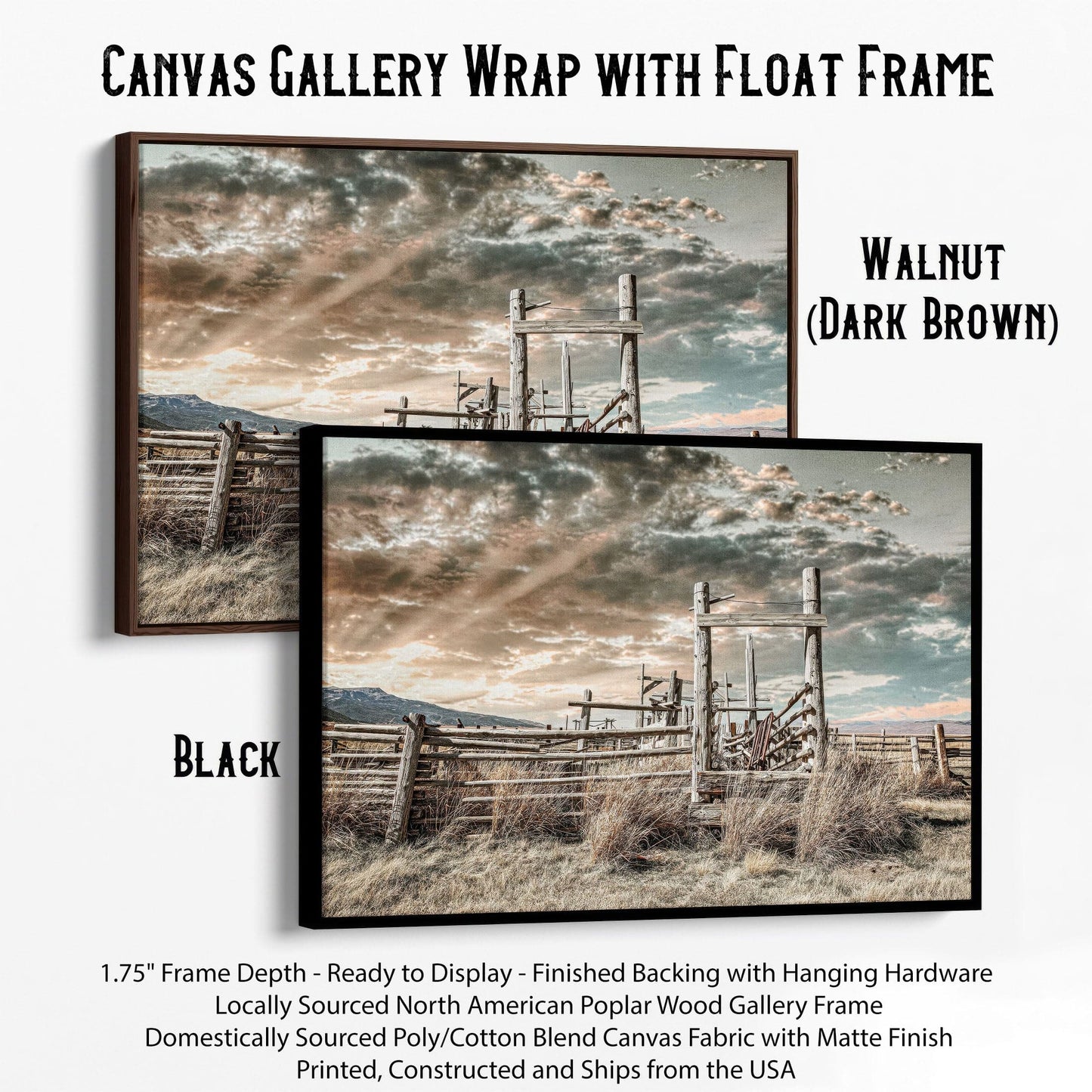 Rustic Montana Scenic Print Canvas-Black Frame / 12 x 18 Inches Wall Art Teri James Photography
