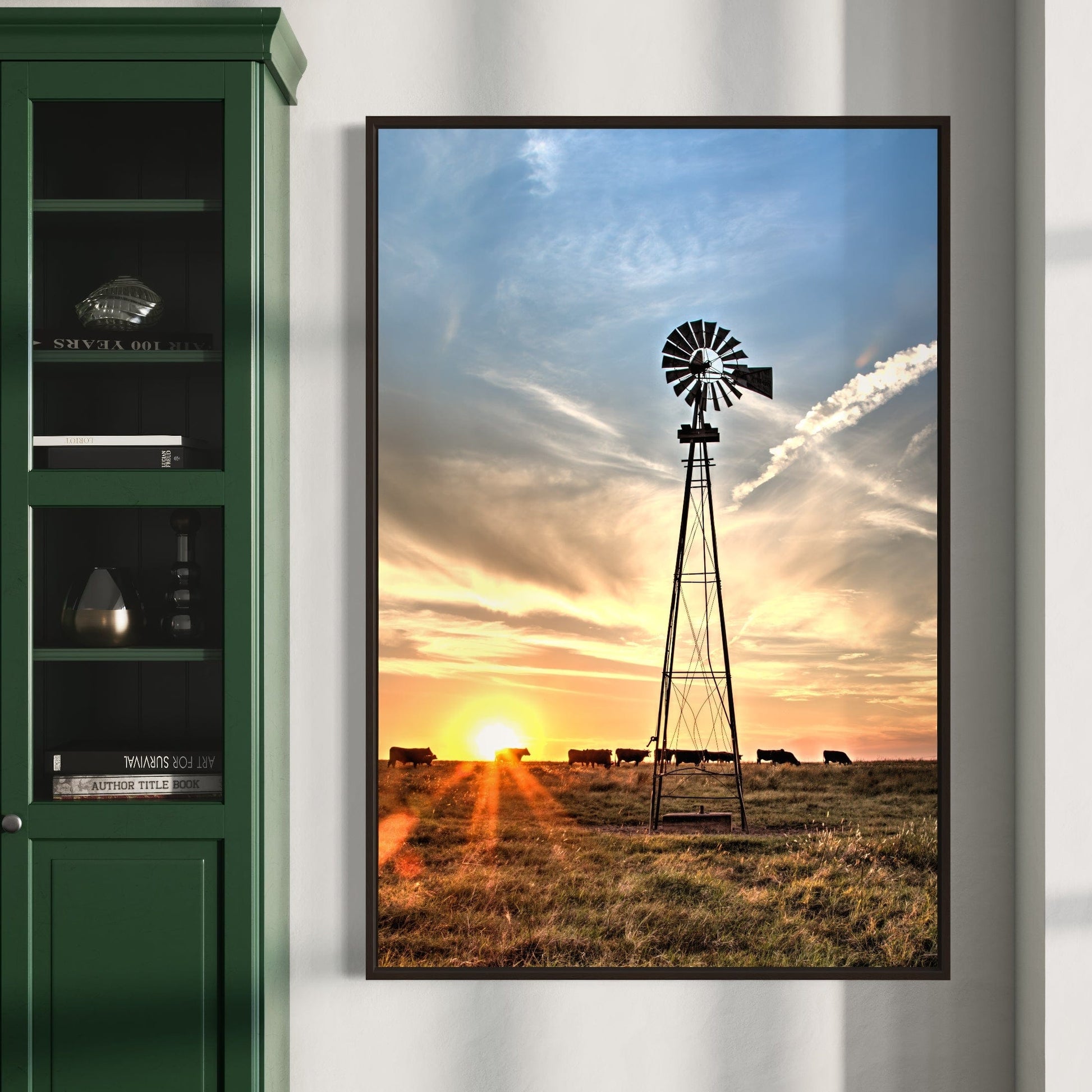Rustic Old Windmill and Black Angus Cows Wall Art Wall Art Teri James Photography