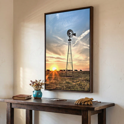 Rustic Old Windmill and Black Angus Cows Wall Art Wall Art Teri James Photography