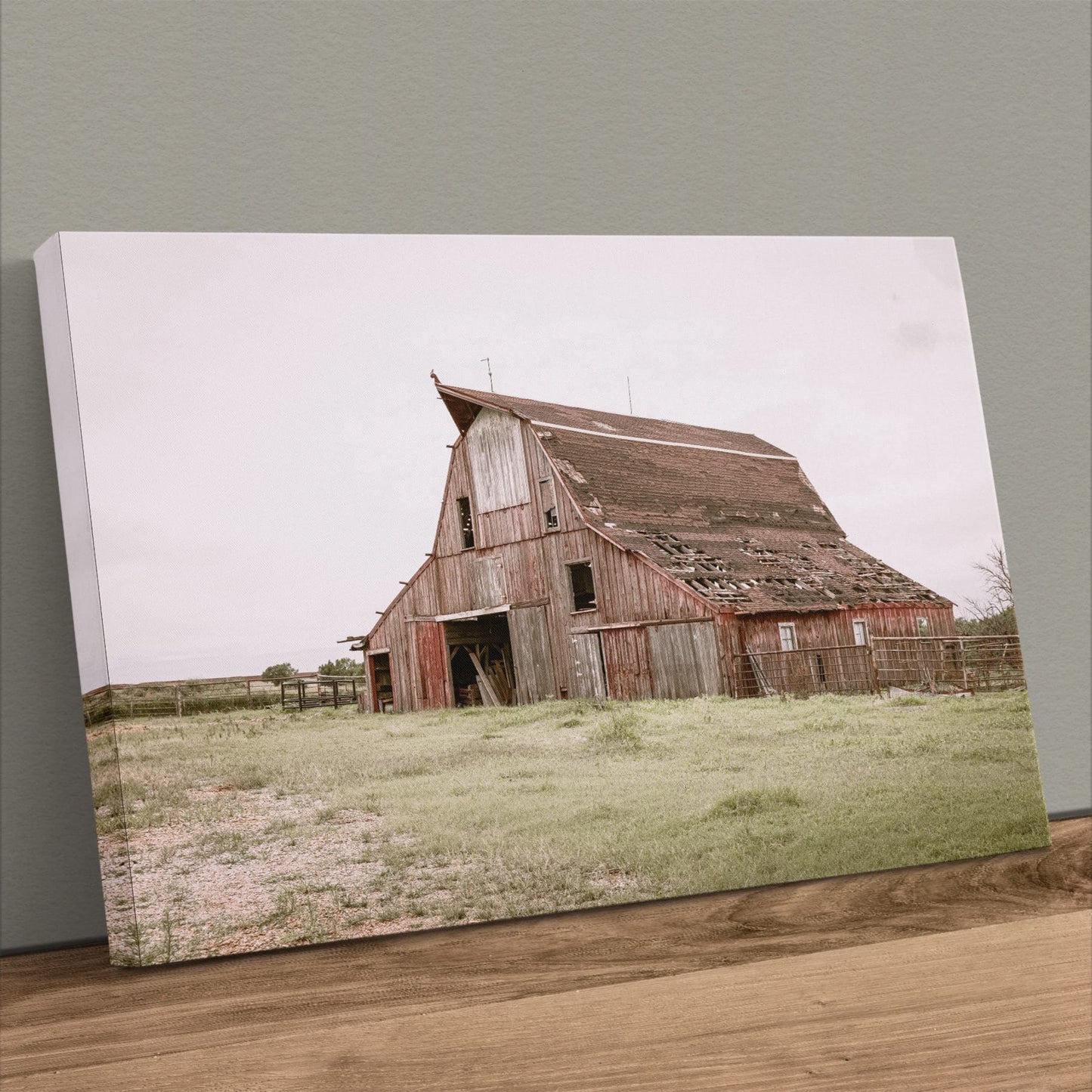 Rustic Wall Art - Old Red Barn Print Canvas-Unframed / 12 x 18 Inches
