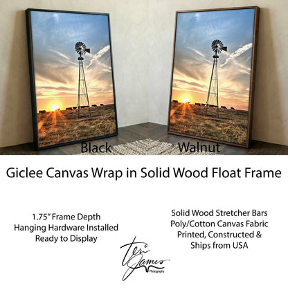 Rustic Wall Art – Old Windmill Print with Black Angus Canvas for Farmhouse Decor Canvas-Black Frame / 12 x 18 Inches Wall Art Teri James Photography