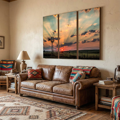 Rustic Windmill Sunrise Wall Art Wall Art Teri James Photography