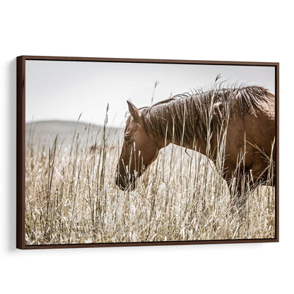 Sepia Horse Canvas Wall Art Canvas-Walnut Frame / 12 x 18 Inches Wall Art Teri James Photography