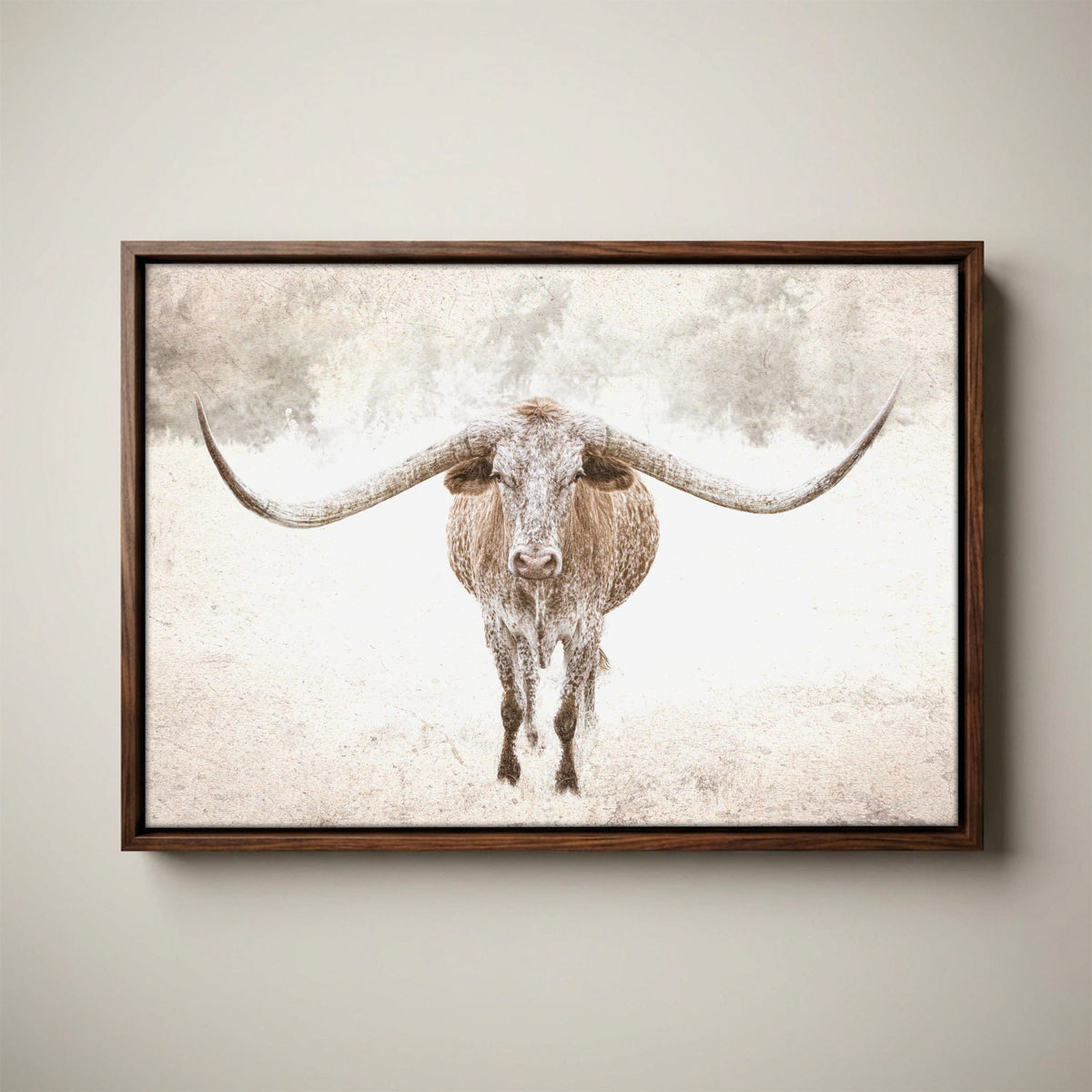 Sepia Longhorn Canvas - Rustic Texas Print With Sepia Tone