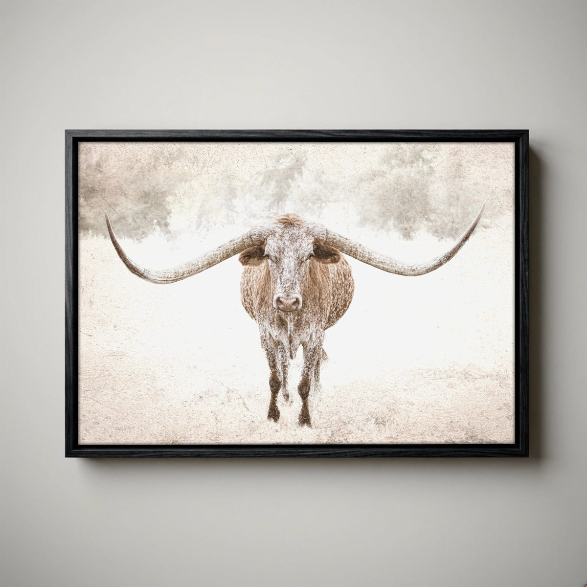 Sepia Longhorn Canvas - Rustic Texas Print With Sepia Tone