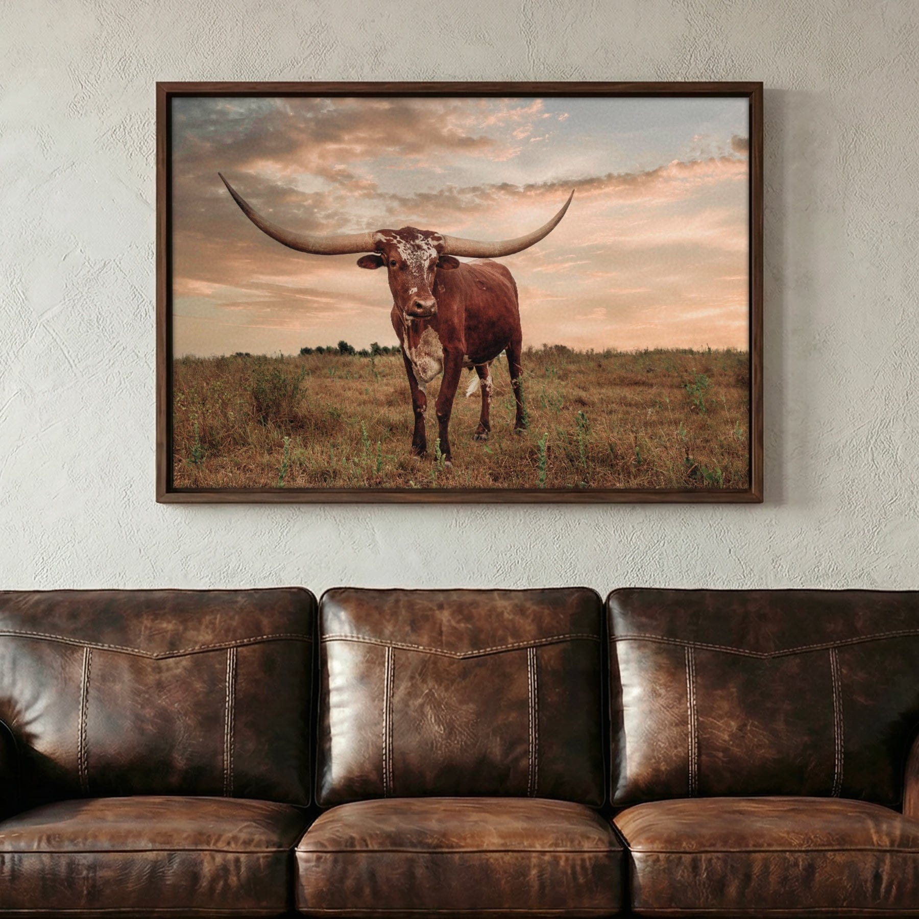 Southwest Longhorn Art - Texas Longhorn Print Rustic Canvas Decor Cowboy Home Wall Art Teri James Photography